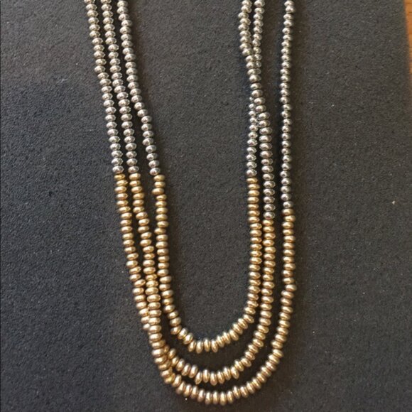 NWT Lucky Brand Gold & Silvertone Beaded Necklace One Left! 26-28" - Picture 2 of 3